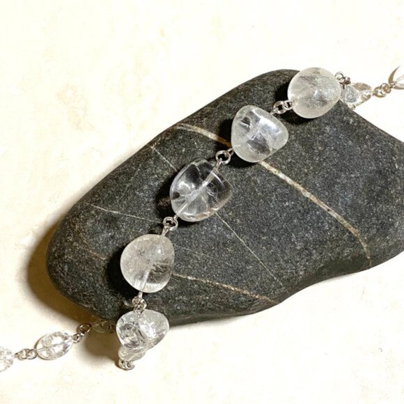 Clear Crackle Quartz Necklace, Genuine Tumbled Gemstone - Picture 10 of 13